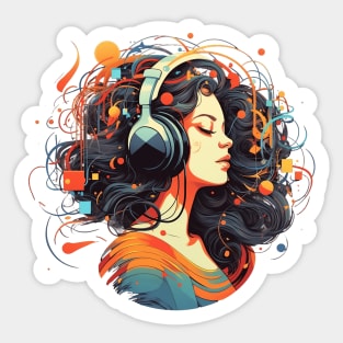 Music Vibes Girl with Headphones Sticker